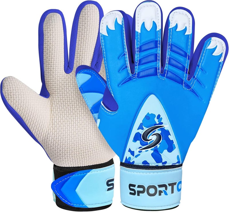 Sportout قفازات حارس مرمى للأطفال من سبورت آوت، قفازات حارس كرة القدم مع حماية مزدوجة للمعصم ومواد لاتكس مقاومة للانزلاق والارتداء لمنع الإصابات - Image 1